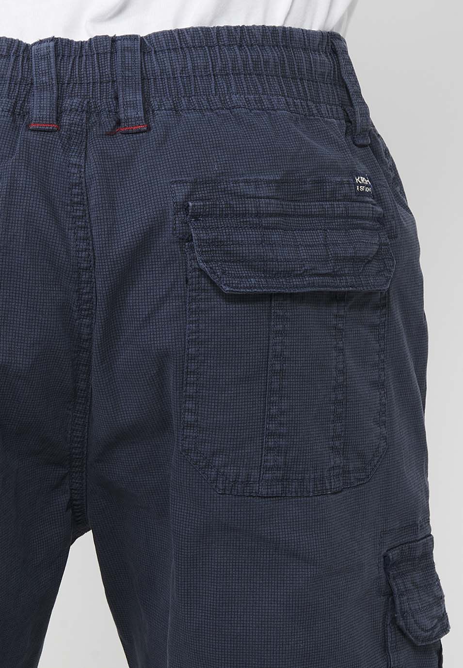 Bermuda cargo cintura cordón hombre navy - Koroshi 2411PS12