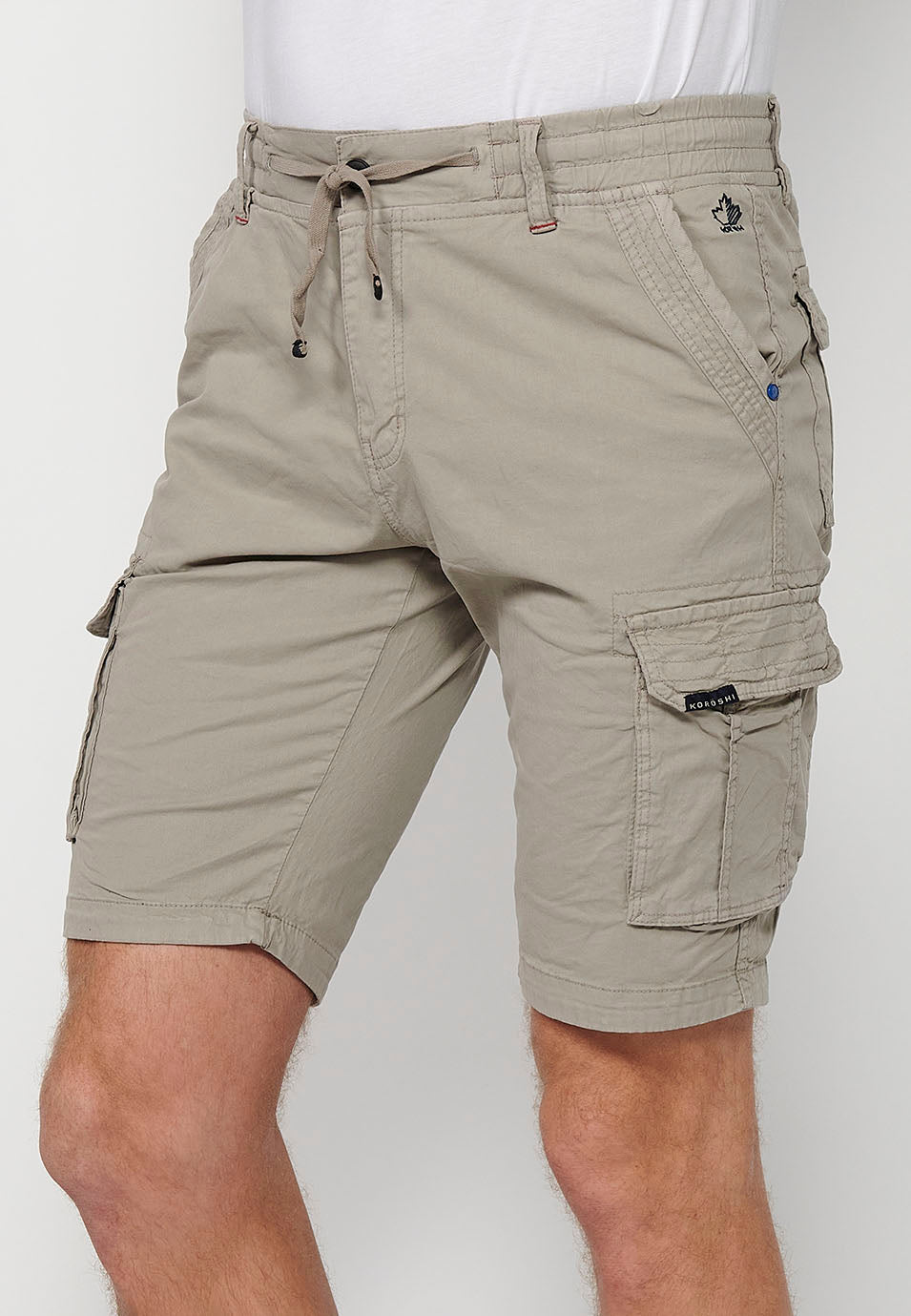 Bermuda cargo cintura cordón hombre piedra - Koroshi 2411PS12