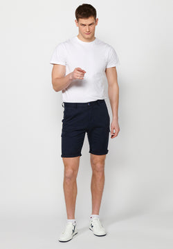 Herren-Bermudashorts aus Baumwoll-Lyocell mit Cargotasche, Marineblau – Koroshi 2411PS13