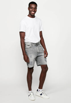 Comfort fit denim shorts for men gray - Koroshi 2411PS78