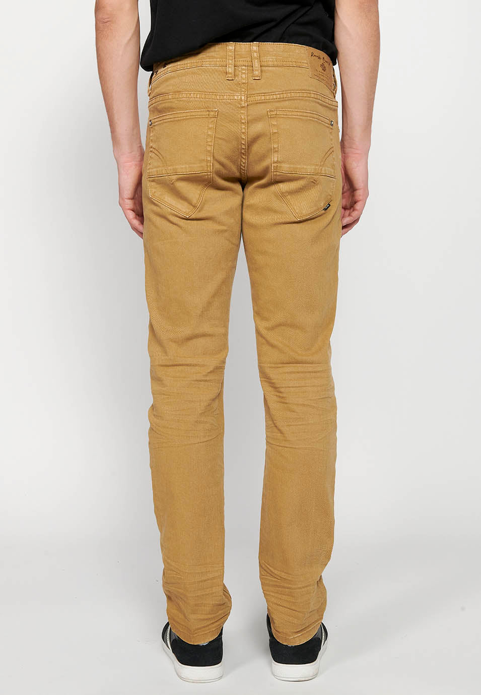 Tan men's regular straight five-pocket pants - Koroshi 2411PT01