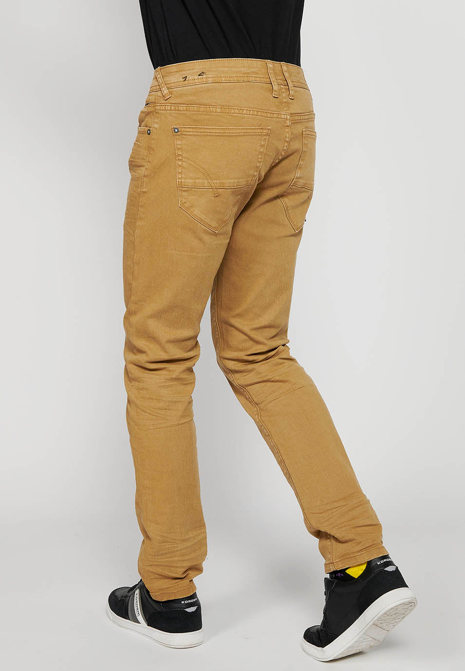 Tan men's regular straight five-pocket pants - Koroshi 2411PT01