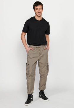 Pantalon de jogging cargo taille élastique homme beige - Koroshi 2411PT07