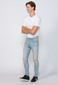 Jean déchiré super skinny bleu clair pour homme - Koroshi 2411PT25