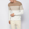 Maglione a maniche lunghe girocollo in tricot a righe in cotone da uomo | Abbigliamento casual