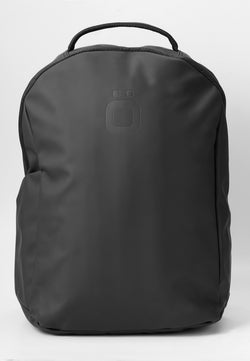 Men's water-resistant laptop backpack black front view - Koroshi 2411ZA01