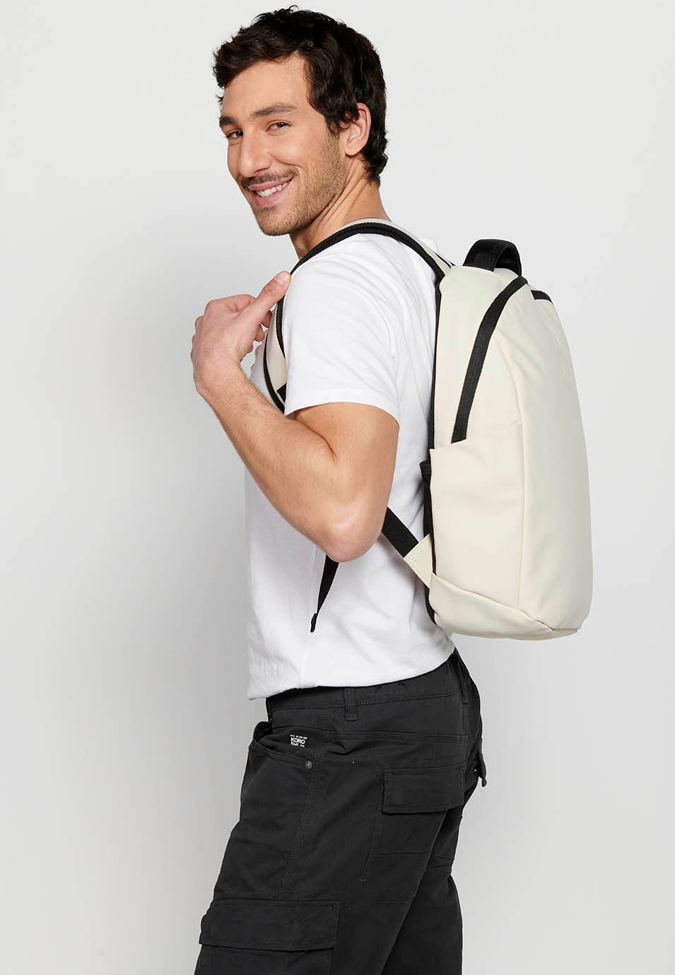 Mochila portatil resistente al agua hombre crudo detalle tirantes - Koroshi 2411ZA01