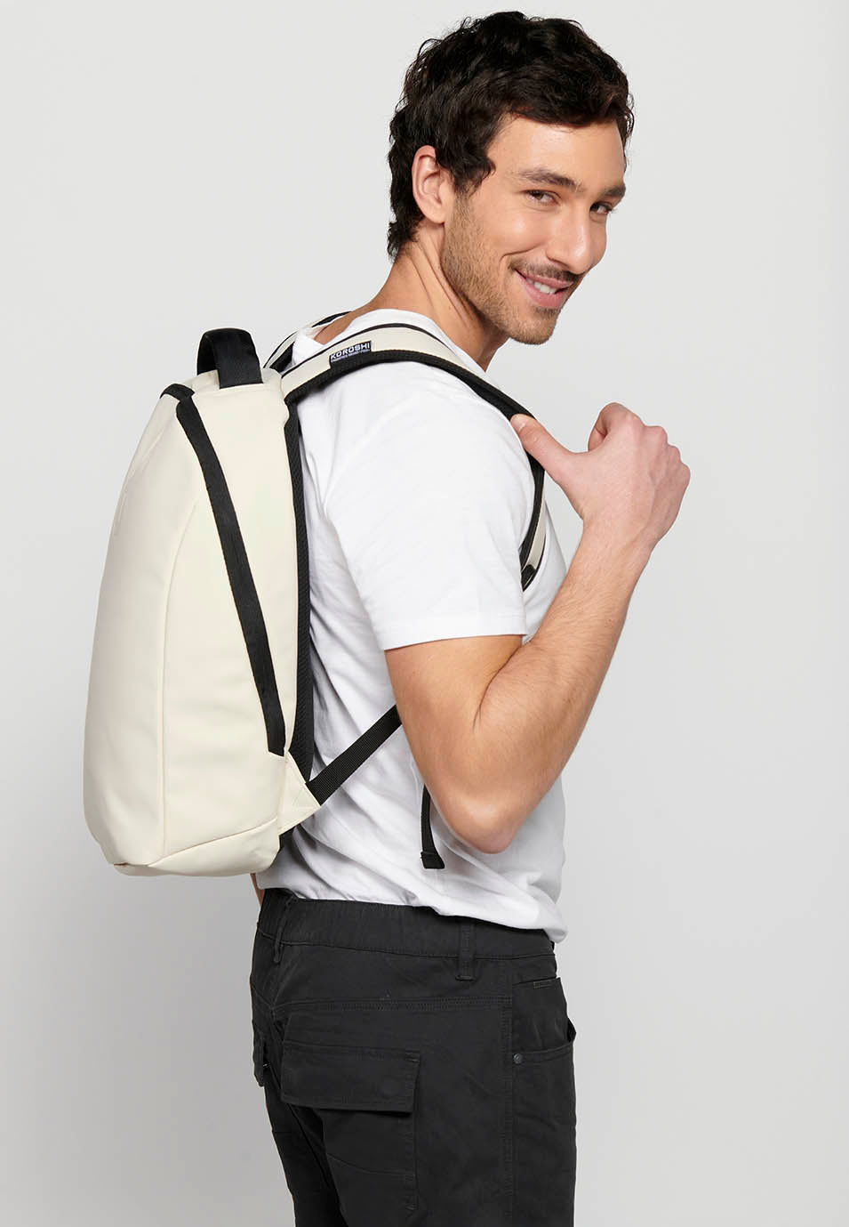 Mochila portatil resistente al agua hombre crudo vista completa - Koroshi 2411ZA01