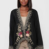Open jacket with peak finishes and floral embroidered details for women | Current Fashion