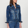 Veste en jean manches longues, broderie florale, pour femme | Mode actuelle