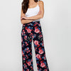 Women's Floral Print Elastic Rubberized Waist Loose Long Pants | Current Fashion