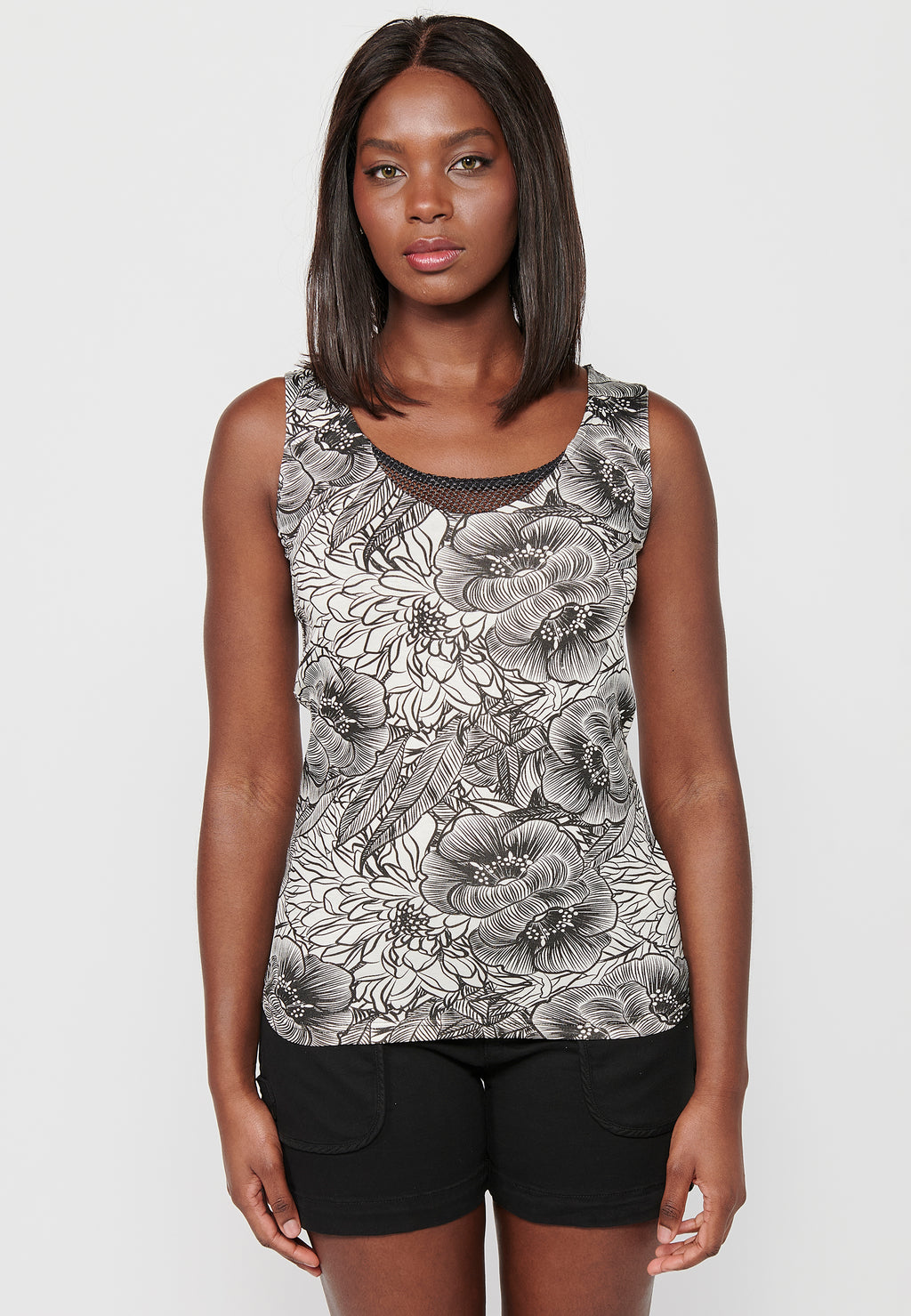 Samarreta de tirants amb escot obert amb detall estampat floral per a dona | Moda actual