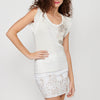 Sleeveless cotton top with ruffles on the shoulders and front detail for women | Current Fashion