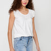 Women's Ruffle Shoulder Round Neck Short Sleeve T-shirt | Current Fashion