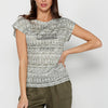 Samarreta de màniga curta de coll rodó de tela estampada per a dona | Moda actual