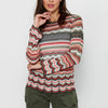 Jersey de manga larga con cuello redondo y tricot calado a rayas de multicolor para mujer | Moda Actual