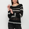 Jersey de manga larga texturizado a rayas, cuello redondo para mujer | Moda Actual