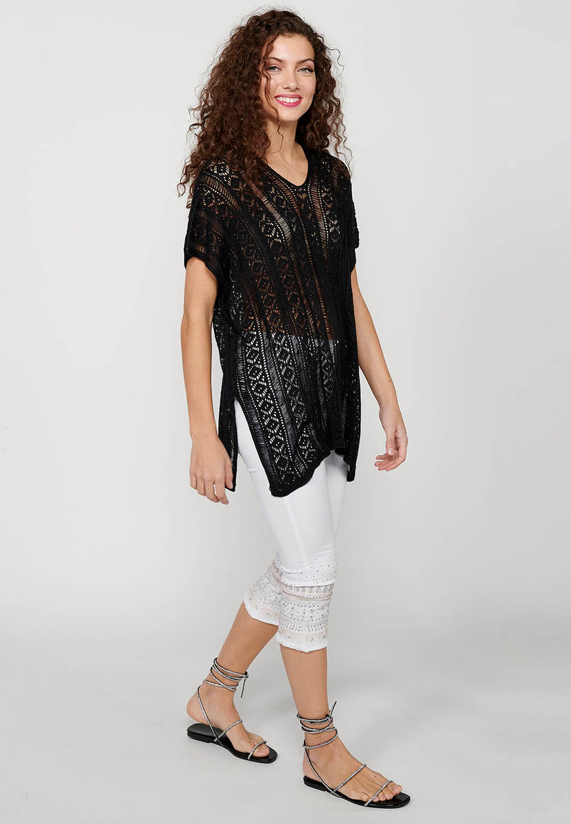 Jersey punto tricot holgado mujer negro - Koroshi 2412TR19
