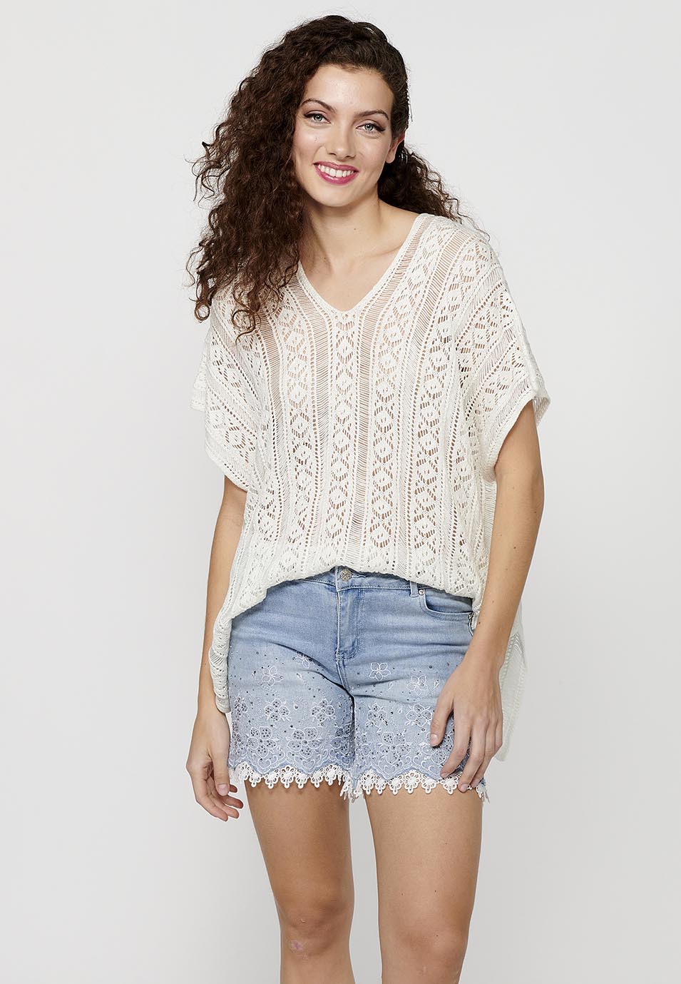 Jersey punto tricot holgado mujer crudo - Koroshi 2412TR19