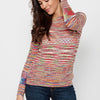 Jersey de manga larga con cuello redondo. tricot calado multicolor de multicolor para mujer | Moda Actual