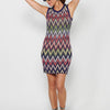 Women's Multicolor Striped Tricot Style Round Neck Sleeveless Short Dress | Current Fashion