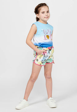 Shorts da ragazza con vita gommata multicolor - Koroshi 2415PS05 vista 1