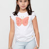 Top manches courtes col rond avec imprimé devant et détails latéraux pour fille | Style et confort