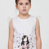 Short-sleeved top with ruffles and front print for girls | Style and Comfort