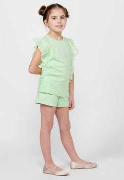 Ruffled t-shirt and shorts set GIRLS file - Koroshi 2418TS03