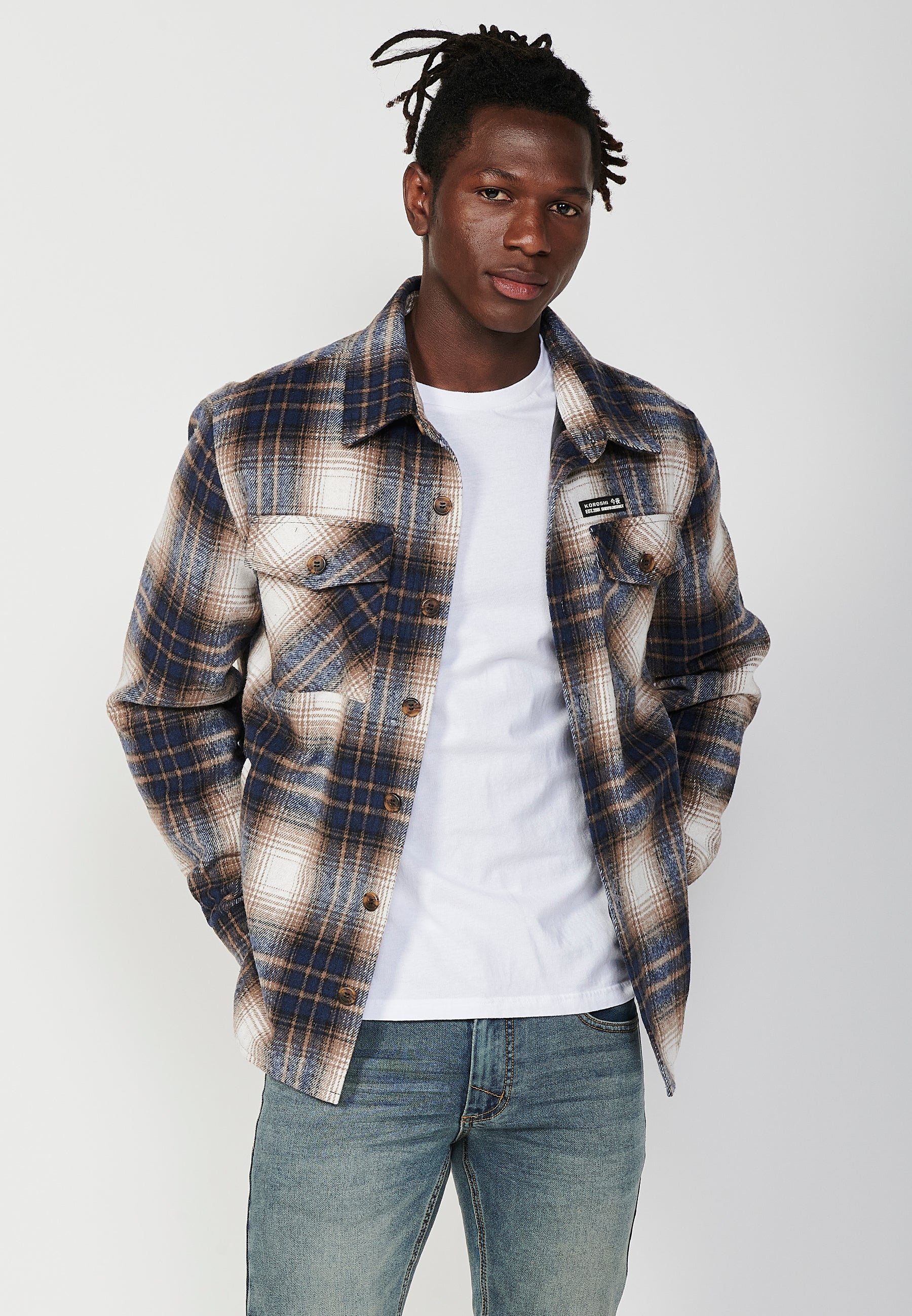 Sobrecamisa de manga larga de Poliéster con Cierre delantero con botones para Hombre