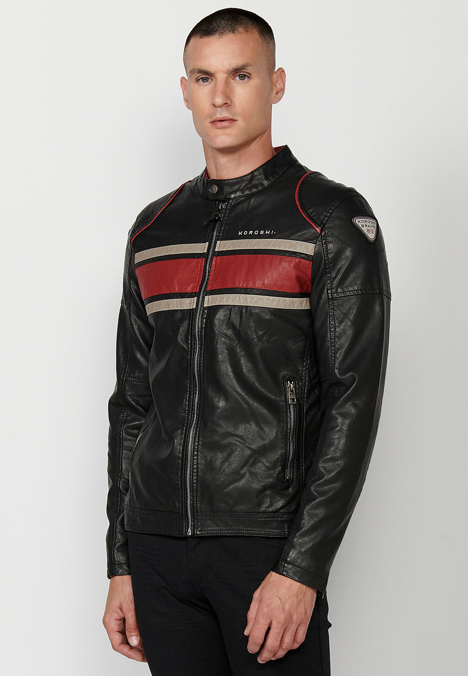 Men's biker leather effect jacket – Koröshi