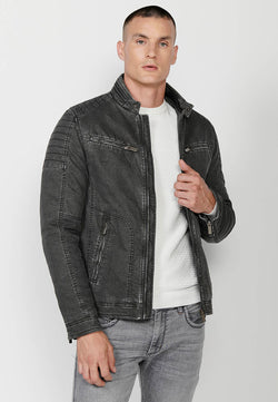 Cazadora algodón cuello alto hombre negro - Koroshi 2421JA21