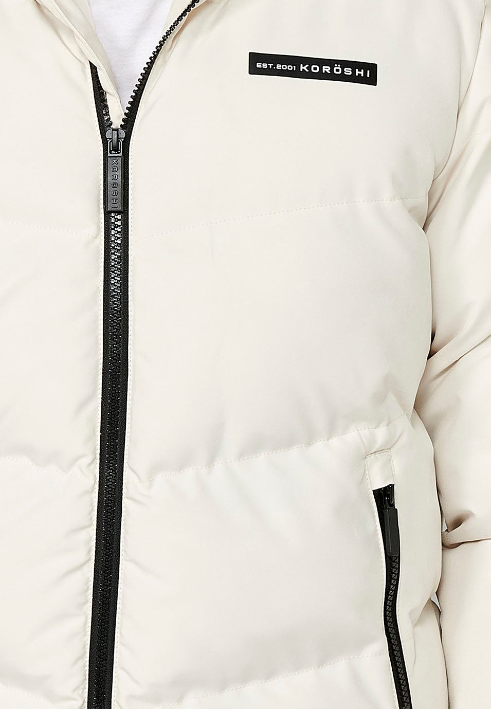 Giacca trapuntata da uomo con chiusura frontale con zip e colletto con cappuccio