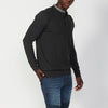 Men's Buttoned Opening Round Neck Long Sleeve Polo Shirt