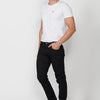 Long straight regular fit pants with five pockets, one ticket pocket and front zipper and button closure for Men