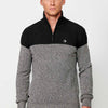 Maglia tricot con collo alto e cerniera in due colori per uomo