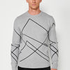 Feiner Trikotpullover mit geometrischen Figuren und Rundhalsausschnitt für Herren