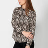 Long-sleeved blouse with shirt collar and zebra print for Women