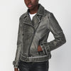 Perfect style bomber jacket in washed and worn effect faux leather for Women