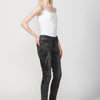 Slim fit long pants with embroidered details and front zipper and button closure for Women