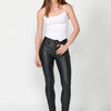 Women's five-pocket straight denim pants with leopard print