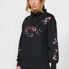 Knitted high-neck sweatshirt with structure and embroidery on the front and sleeves for women