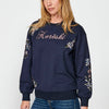 Women's Floral Embroidered Logo Sweatshirt in Indigo