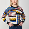 Pull col rond manches longues patch intarsia multicolore pour femme