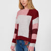 Jersey manga larga cuello redondo intarsia patch mujer