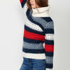 Pull col roulé manches longues, rayure quadricolore pour Femme