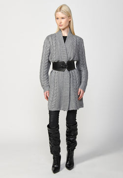 Chaqueta punto tricot flecos mujer gris - Koroshi 2422TR83