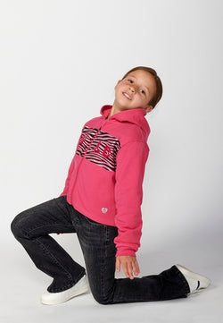 Sudadera con capucha animal print niña fucsia - Koroshi 2425SU04
