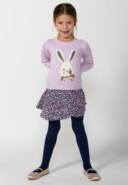 Pull col rond lapin sequin fille lilas - Koroshi 2425TR05