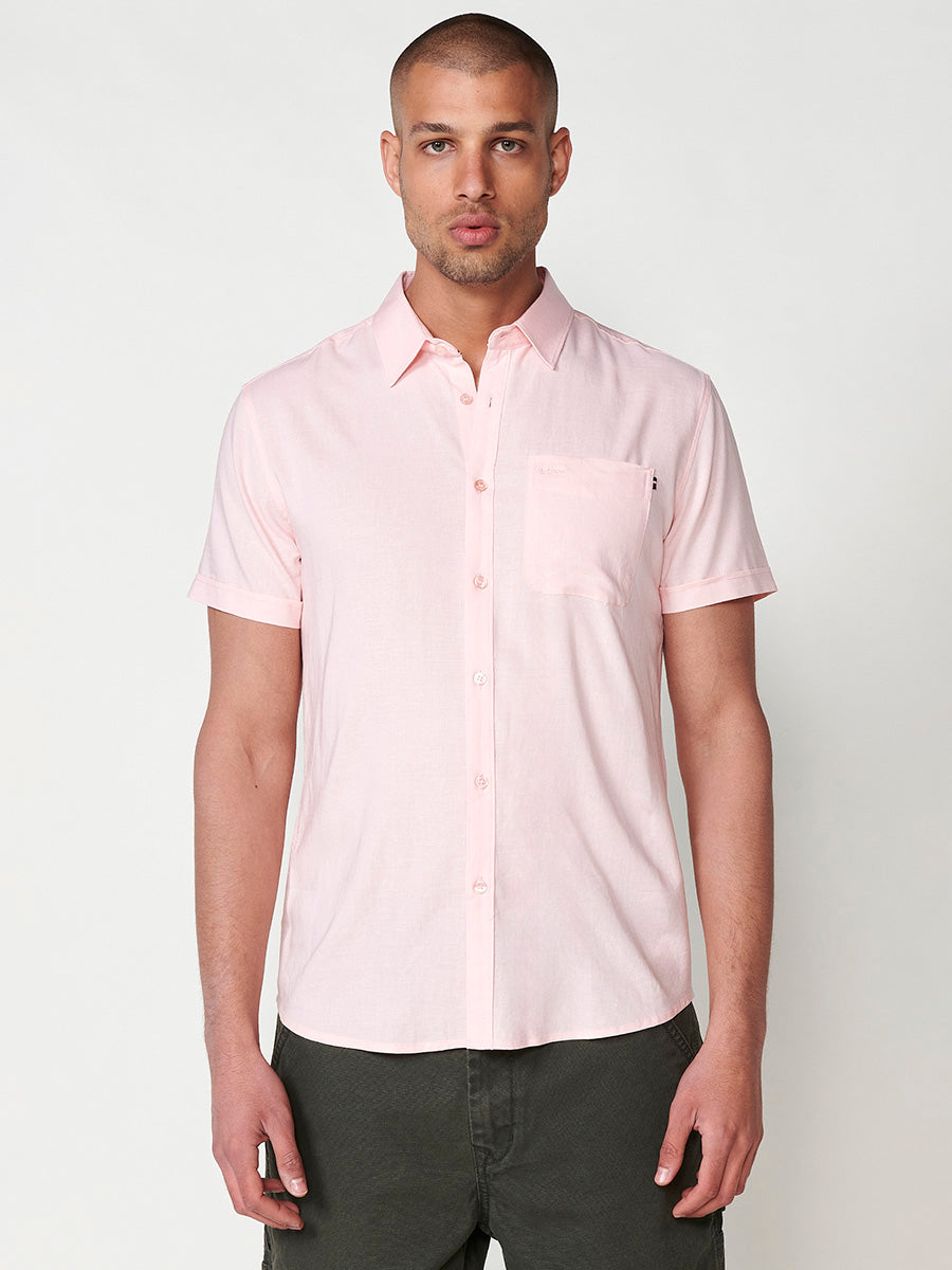 Camisa lino manga corta hombre rosa - Koroshi 2511CC08